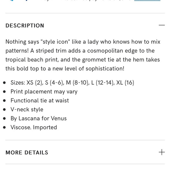 Venus Small Coral with Blue & White Stripe Side Tie Short Sleeve Shirt - Picture 4 of 13